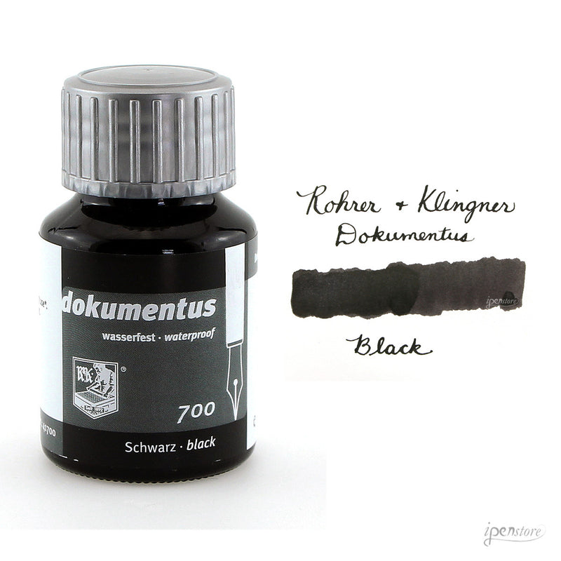 Rohrer & Klingner Dokumentus Waterproof Fountain Pen Ink, 50 ml, Black