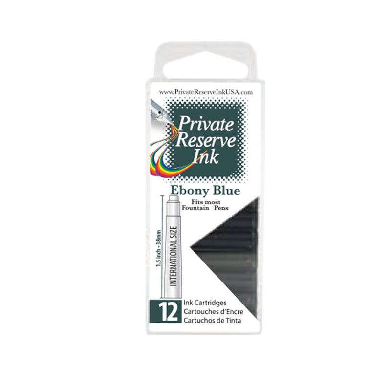 Pk/12 Private Reserve Fountain Pen Ink Cartridges, Ebony Blue