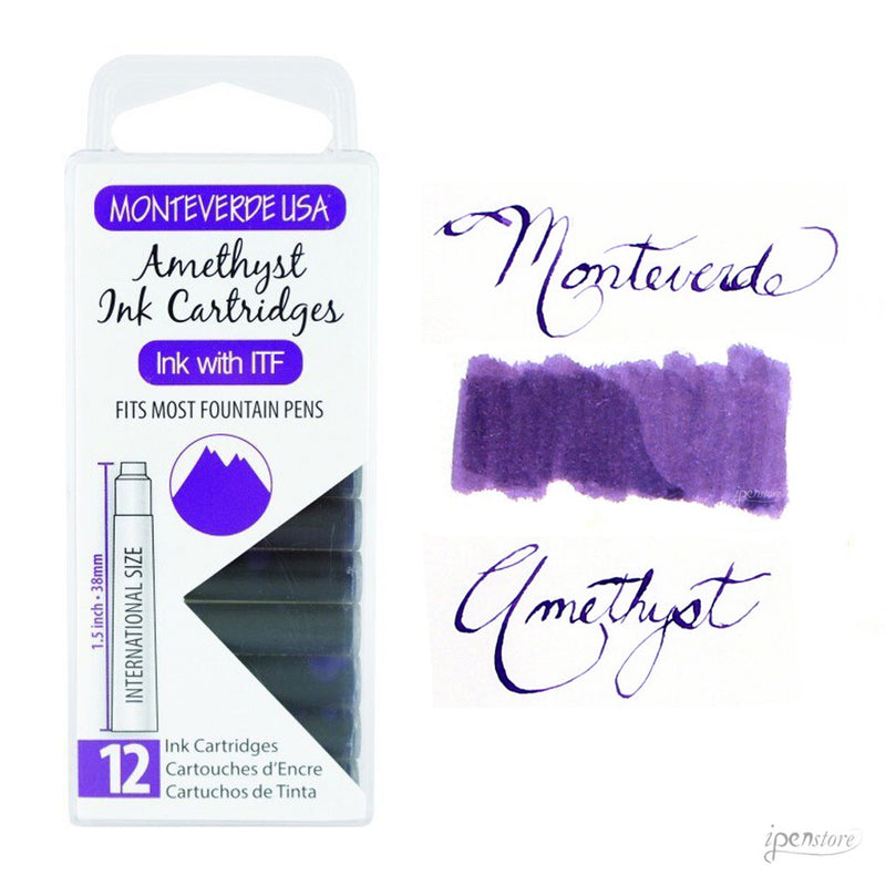 Pk/12 Monteverde Standard International Ink Cartridges, Amethyst