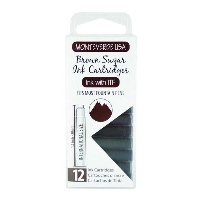 Pk/12 Monteverde Standard International Ink Cartridges, Brown Sugar