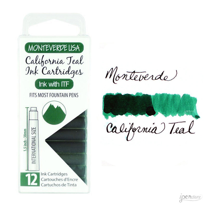 Pk/12 Monteverde Standard International Ink Cartridges, California Teal