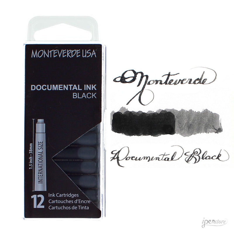 Pk/12 Monteverde Standard International Ink Cartridges, Documental Black