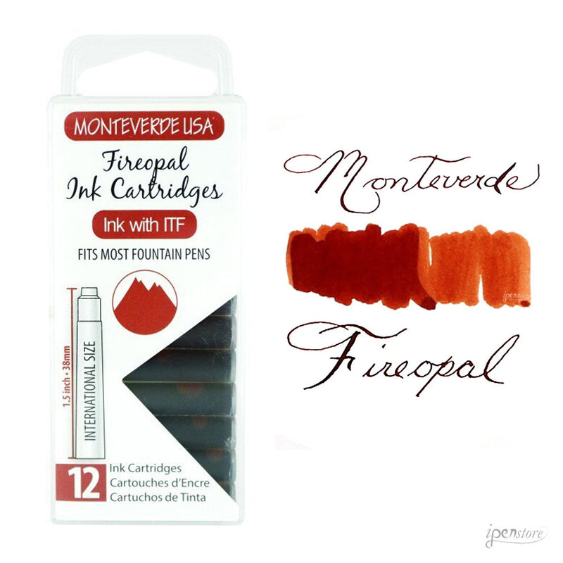 Pk/12 Monteverde Standard International Ink Cartridges, Fireopal