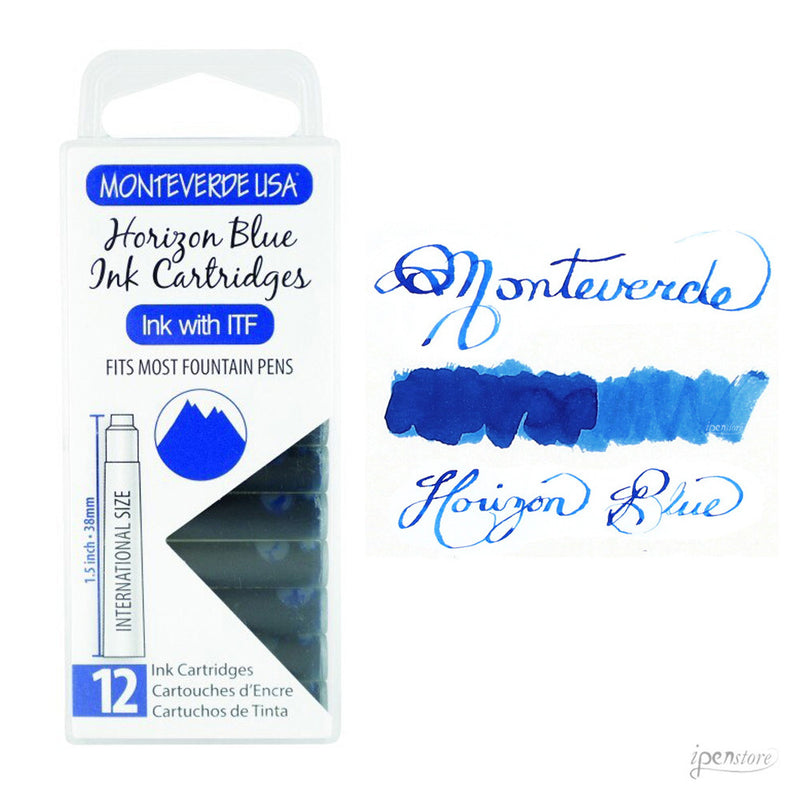 Pk/12 Monteverde Standard International Ink Cartridges, Horizon Blue