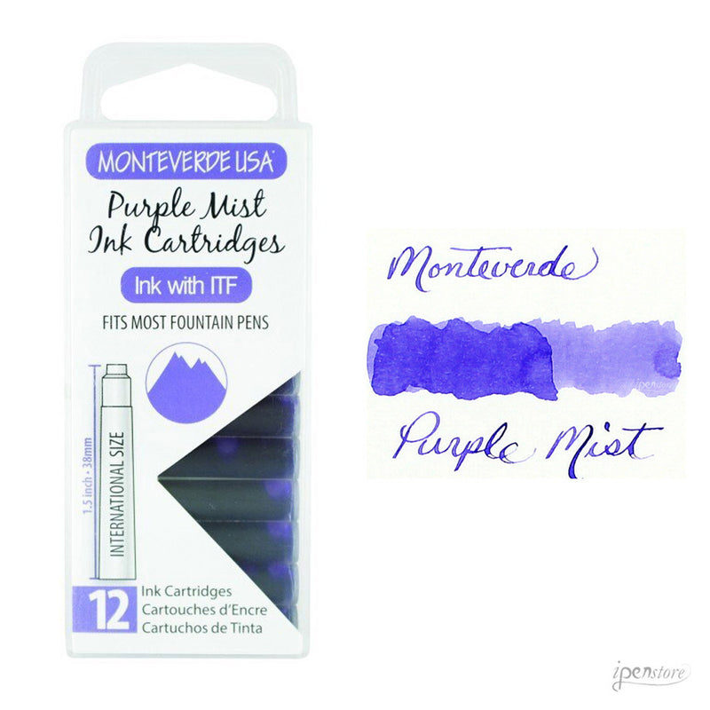Pk/12 Monteverde Standard International Ink Cartridges, Purple Mist