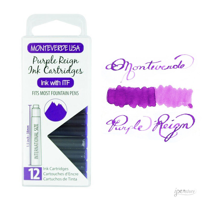 Pk/12 Monteverde Standard International Ink Cartridges, Purple Reign