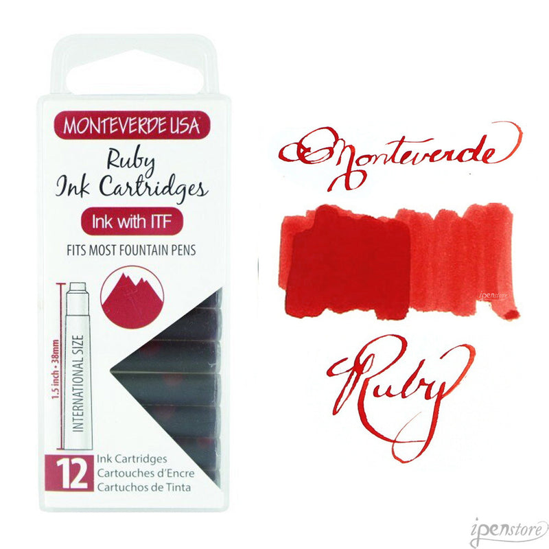 Pk/12 Monteverde Standard International Ink Cartridges, Ruby