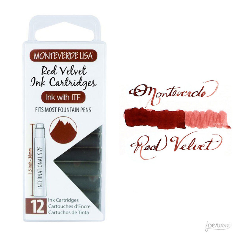 Pk/12 Monteverde Standard International Ink Cartridges, Red Velvet