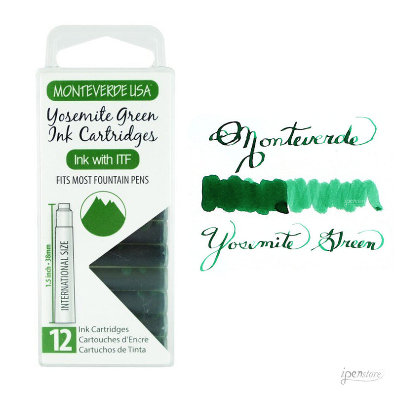 Pk/12 Monteverde Standard International Ink Cartridges, Yosemite Green