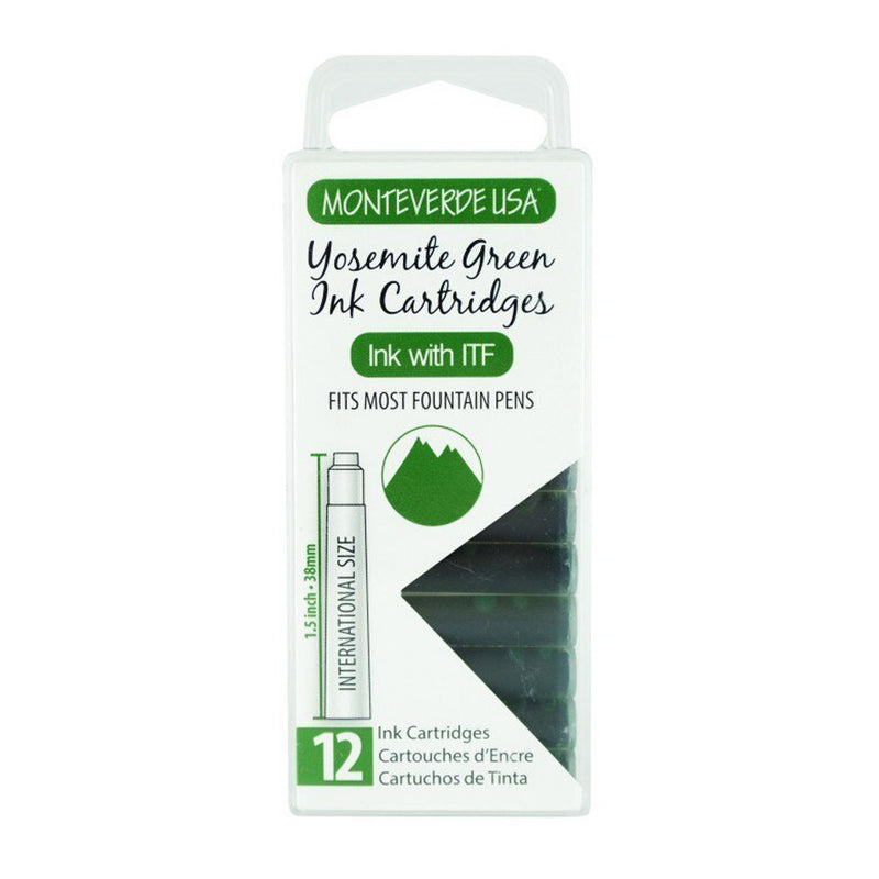 Pk/12 Monteverde Standard International Ink Cartridges, Yosemite Green