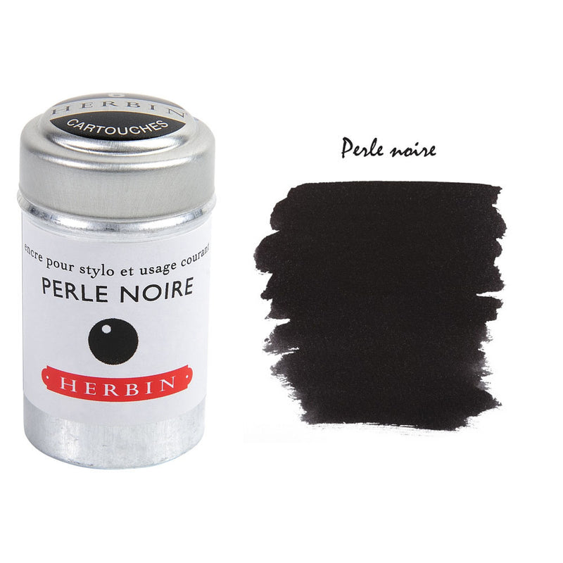 Pk/6 J. Herbin Fountain Pen Ink Cartridges, Perle Noire (Black)