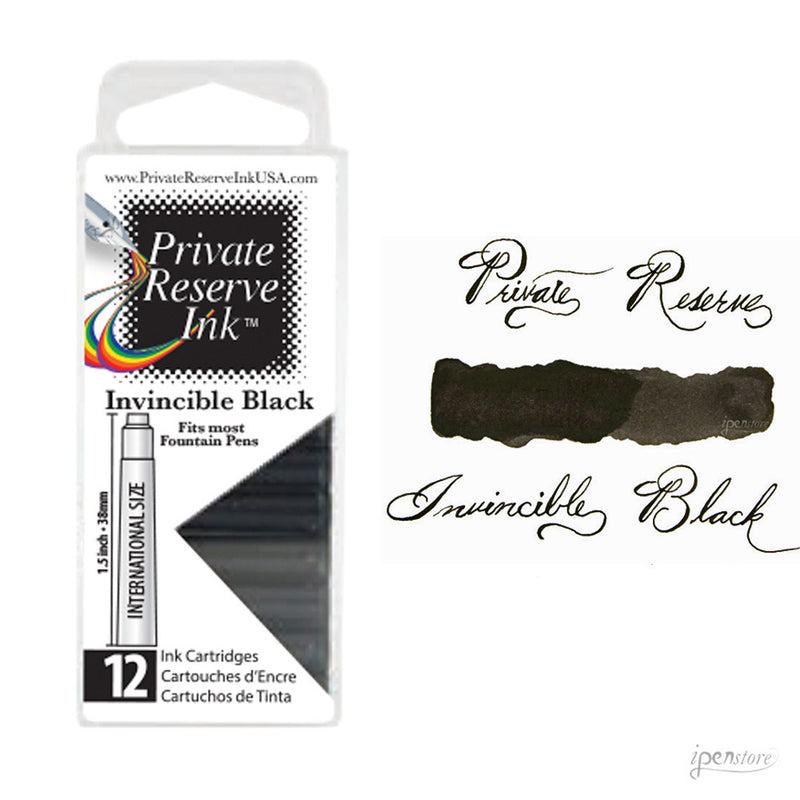 Pk/12 Private Reserve Fountain Pen Ink Cartridges, Invincible Black