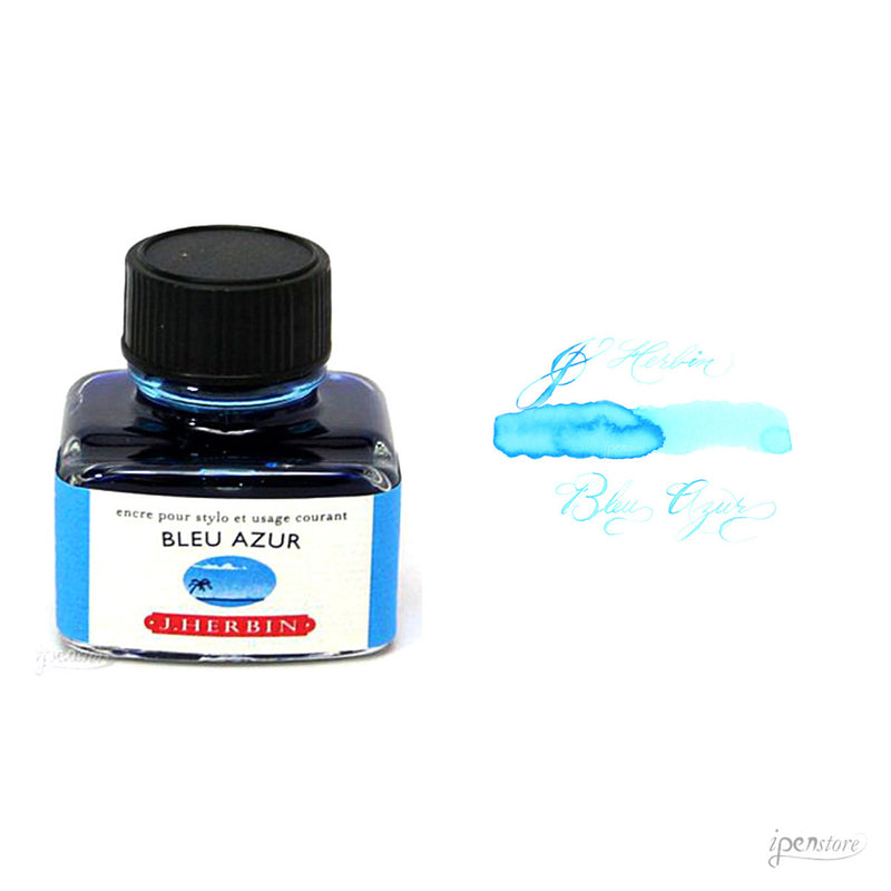 J. Herbin 30 ml Bottle Fountain Pen Ink, Bleu Azur