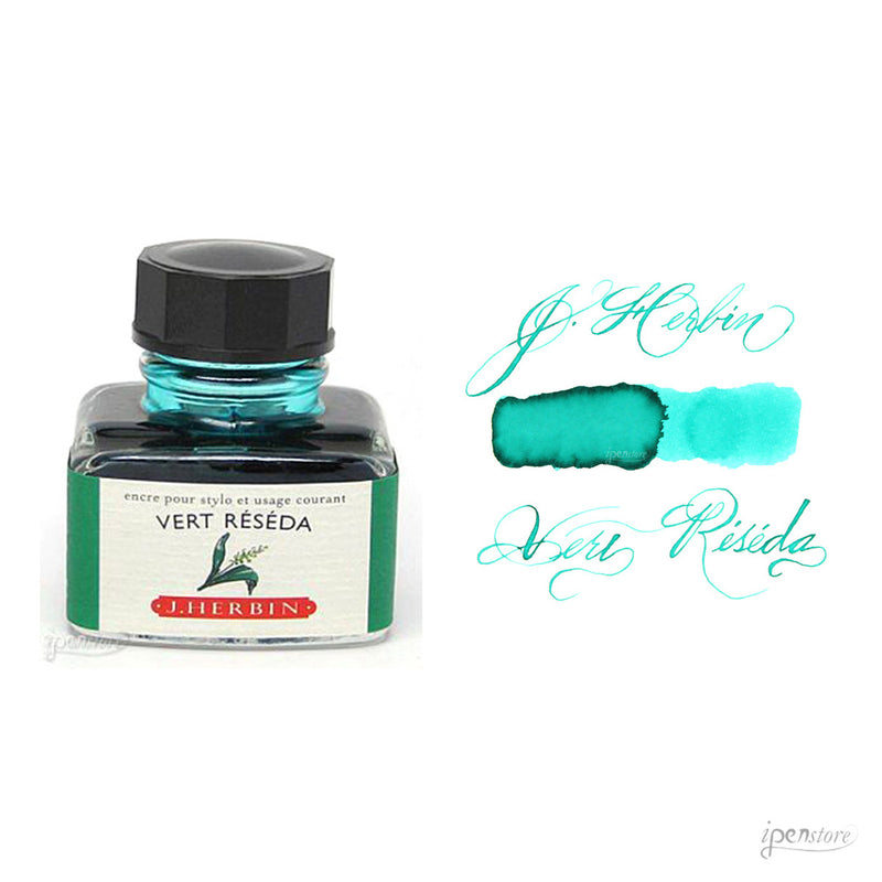J. Herbin 30 ml Bottle Fountain Pen Ink, Vert Reseda Green