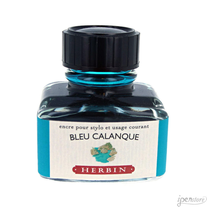 J. Herbin 30 ml Bottle Fountain Pen Ink, Bleu Calanque