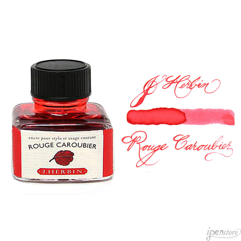J. Herbin 30 ml Bottle Fountain Pen Ink, Rouge Caroubier (Red)