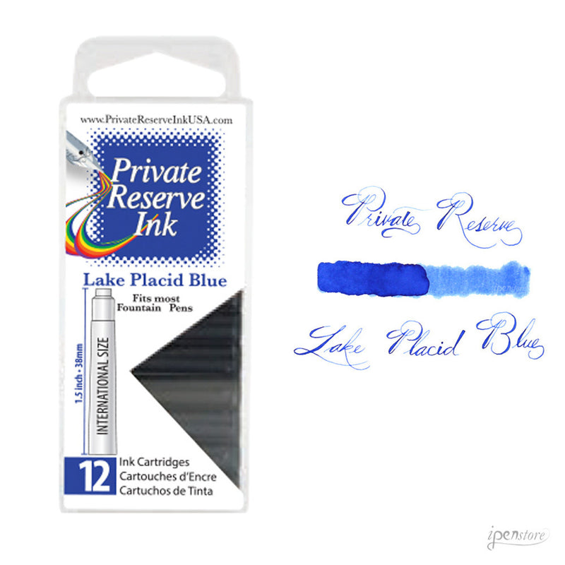 Pk/12 Private Reserve Fountain Pen Ink Cartridges, Lake Placid Blue