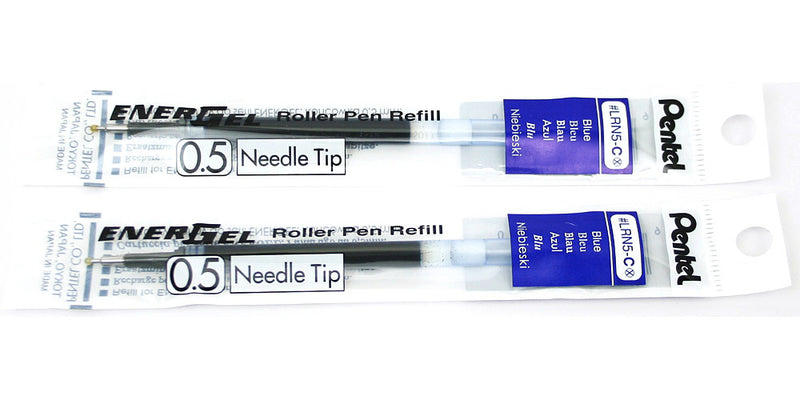 2 Pk Pentel LRN5-C EnerGel Refills, 0.5 mm Fine Needle Tip, Blue
