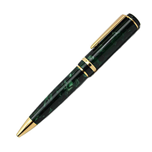 Rosetta Magellan Ballpoint Pen, Dark Green Marble, Gold Trim