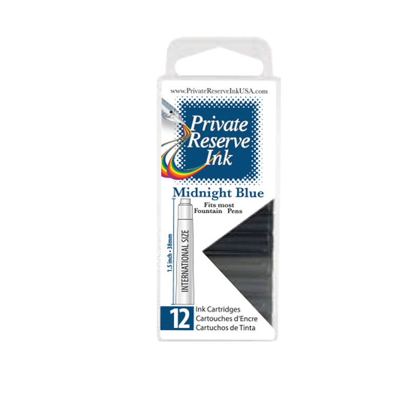 Pk/12 Private Reserve Fountain Pen Ink Cartridges, Midnight Blue