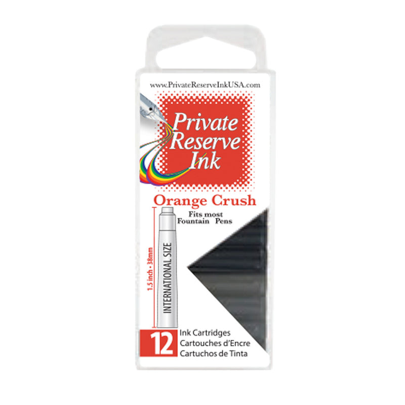 Pk/12 Private Reserve Fountain Pen Ink Cartridges, Orange Crush
