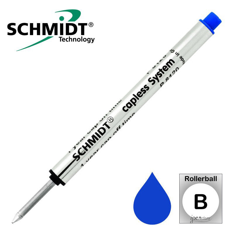 Schmidt P8120 Short Capless Rollerball Refill, Blue, Broad 1.0 mm