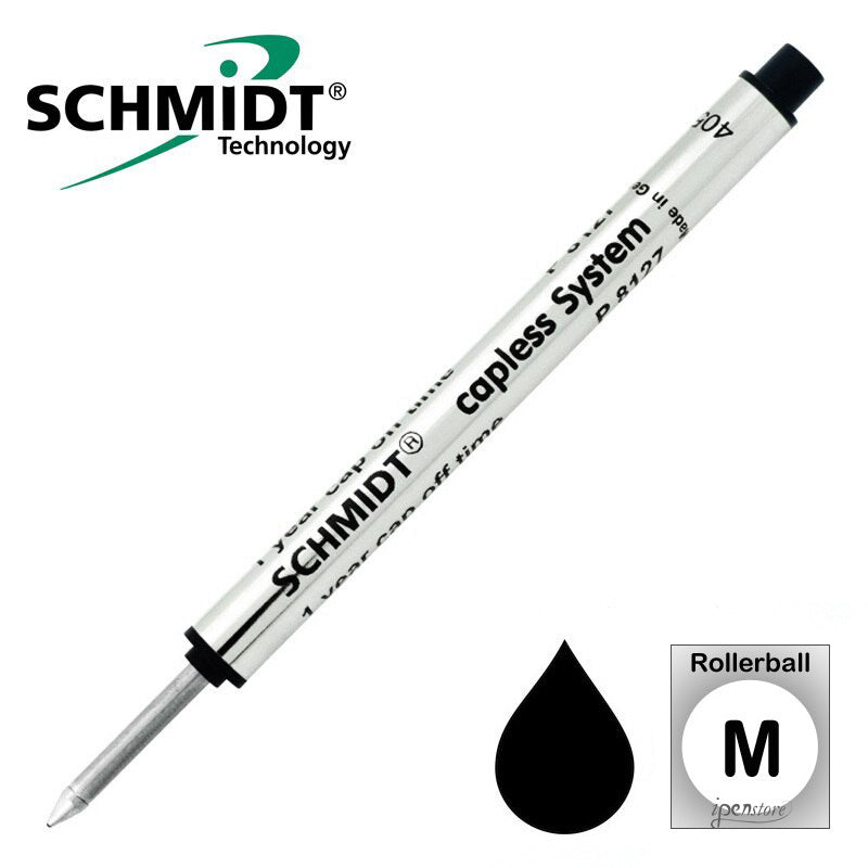 Schmidt P8127 Short Capless Rollerball Refill, Black, Medium 0.7 mm