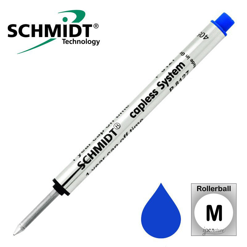 Schmidt P8127 Short Capless Rollerball Refill, Blue, Medium 0.7 mm