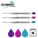 Pk/3 Schmidt P900 Parker-Style Ballpoint Refills, Purple-Magenta-Turquoise, Med