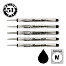Pack of 5 Retro 51 REF5P-B Capless Rollerball Refills for Tornado Pens, Black - iPenStore