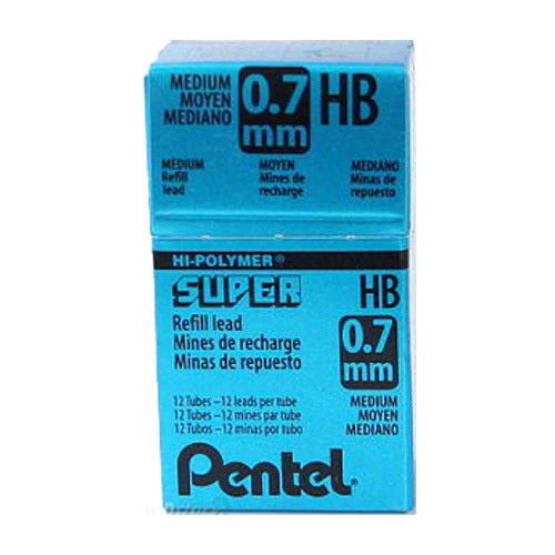 Box / 12 Tubes PENTEL Super Hi-Polymer Lead 0.7 mm HB