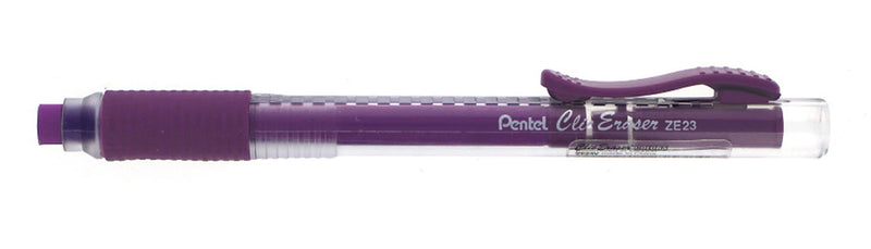 PENTEL Retractable Clic Eraser Grip, Clear Barrel, Purple Grape Eraser