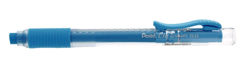 PENTEL Retractable Clic Eraser Grip, Clear Barrel, Sky Blue Eraser