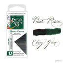 Pk/12 Private Reserve Fountain Pen Ink Cartridges, Ebony Green - iPenStore