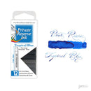 Pk/12 Private Reserve Fountain Pen Ink Cartridges, Tropical Blue - iPenStore