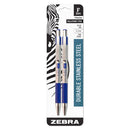 Pk/2 Zebra F-301 Stainless Steel Barrel Ballpoint Pens, Blue - iPenStore