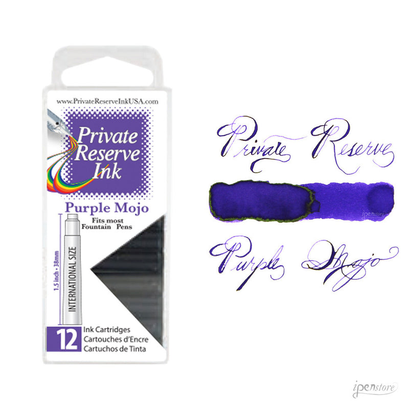 Pk/12 Private Reserve Fountain Pen Ink Cartridges, Purple Mojo