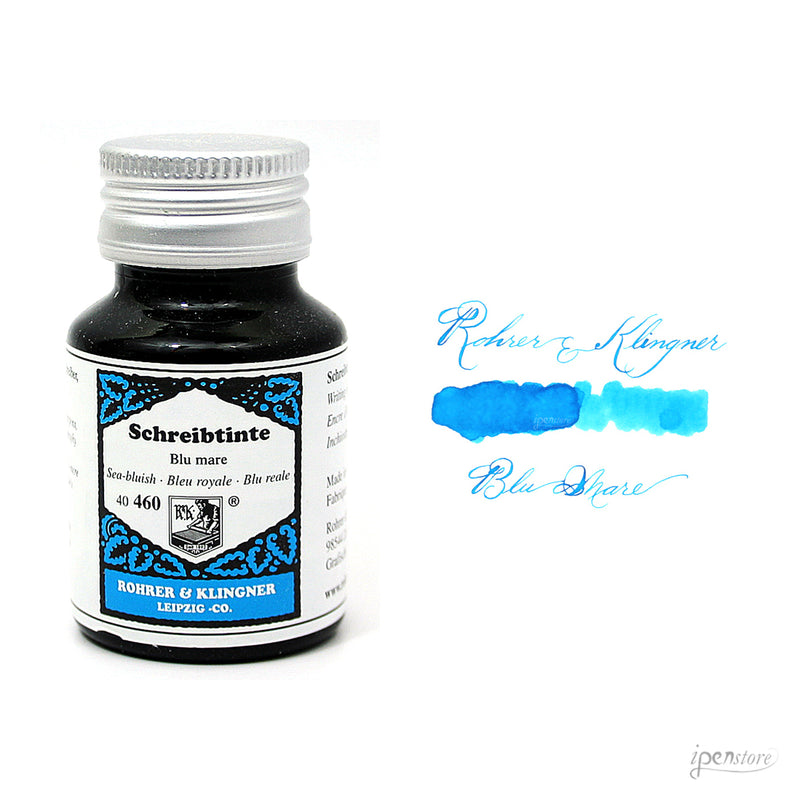 Rohrer & Klingner 50 ml Bottle Fountain Pen Ink, Blu Mare (Sea Blue)