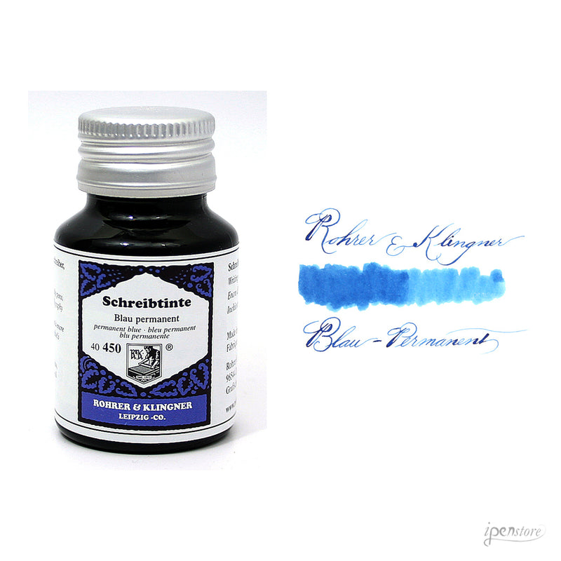 Rohrer & Klingner 50 ml Bottle Fountain Pen Ink, Blau Permanent (Permanent Blue)