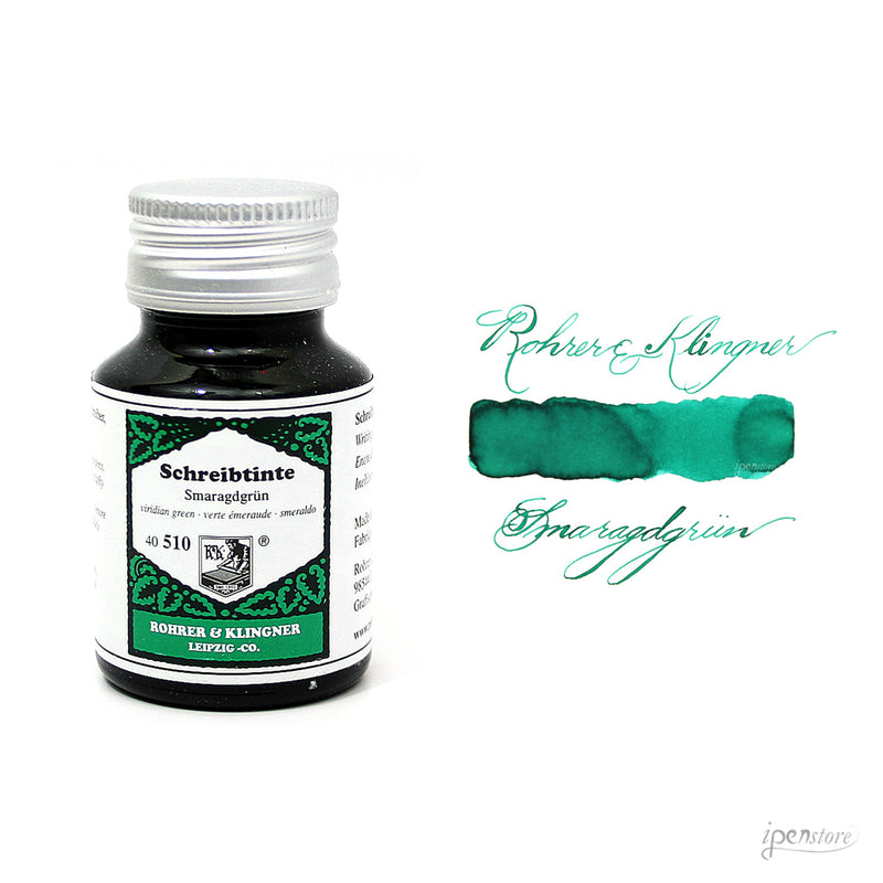 Rohrer & Klingner 50 ml Bottle Fountain Pen Ink, Smaragdgrun (Viridian Green)