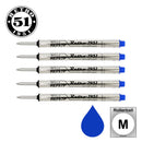 Pack of 5 Retro 51 REF57P (REF5P) Capless Rollerball Refill Tornado Pens, Blue