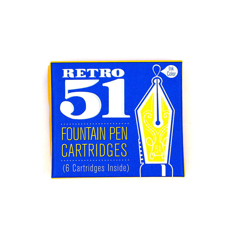 Pk/6 Retro 51 Fountain Pen Ink Cartridges, Blue