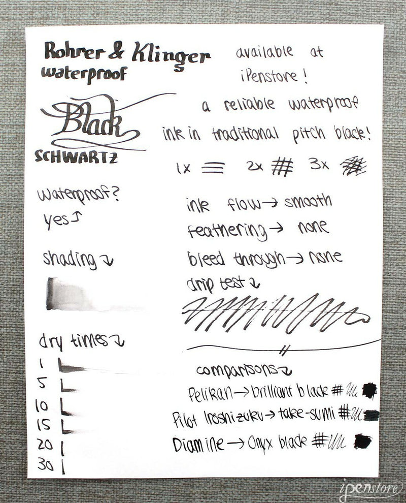 Rohrer & Klingner Dokumentus Waterproof Fountain Pen Ink, 50 ml, Black