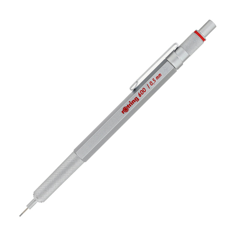 Rotring 600 Series Knurled Grip 0.5 mm Mechanical Pencil, Silver