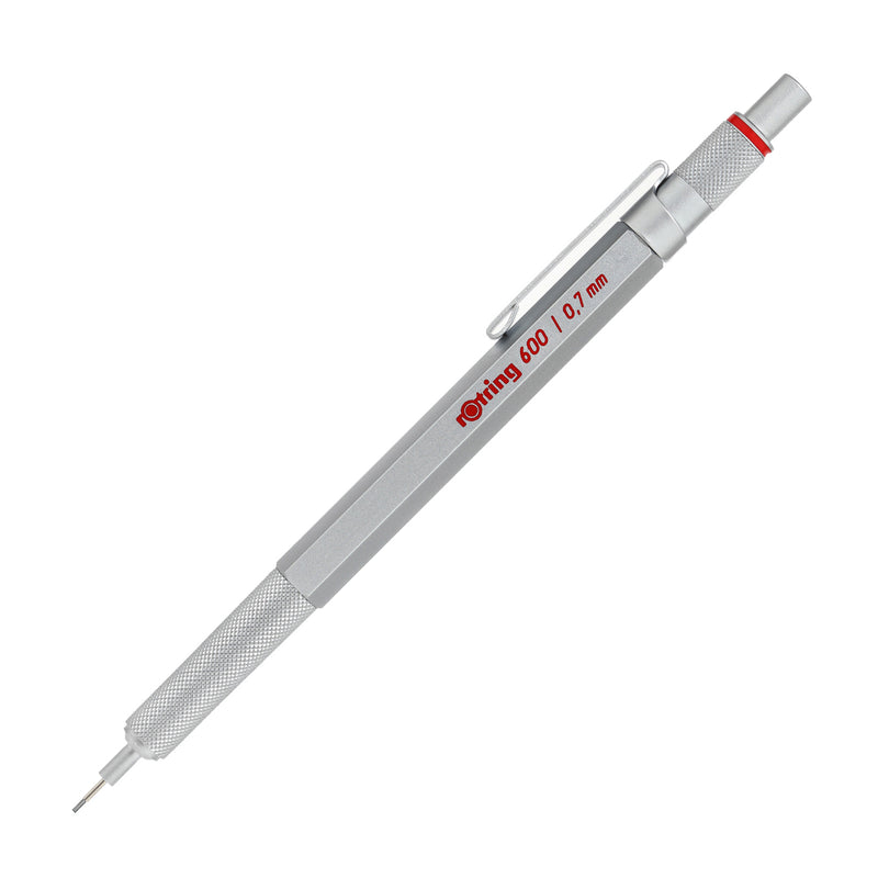Rotring 600 Series Knurled Grip 0.7 mm Mechanical Pencil, Silver