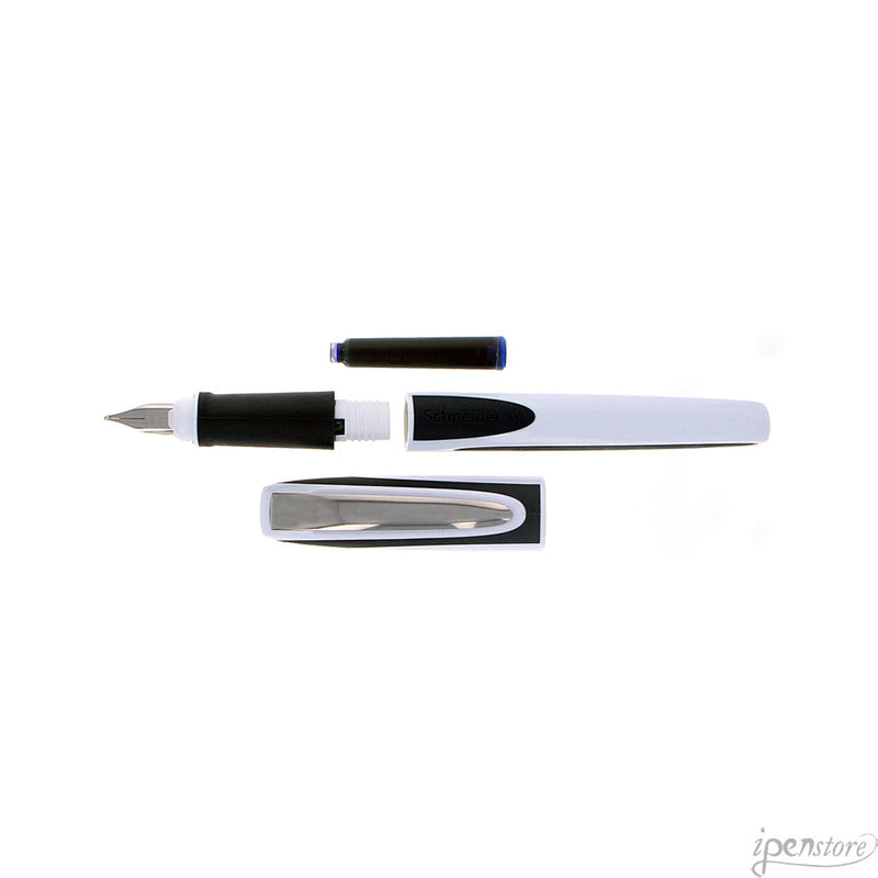Schneider Ray Fountain Pen, White with Dark Grey Trim, Left Hand