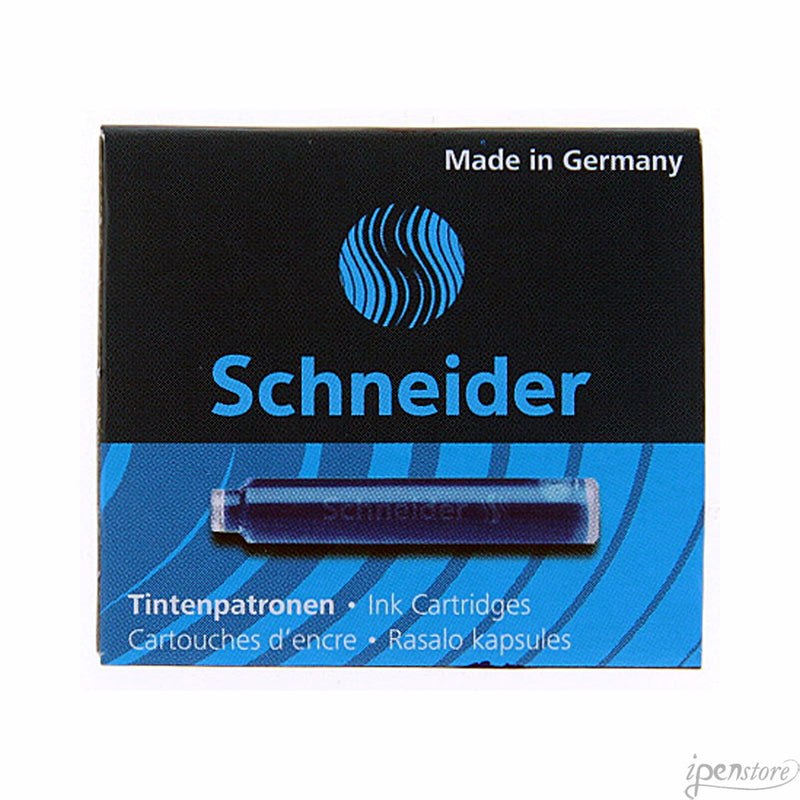 Pk/6 Schneider Fountain Pen Ink Cartridges, Blue