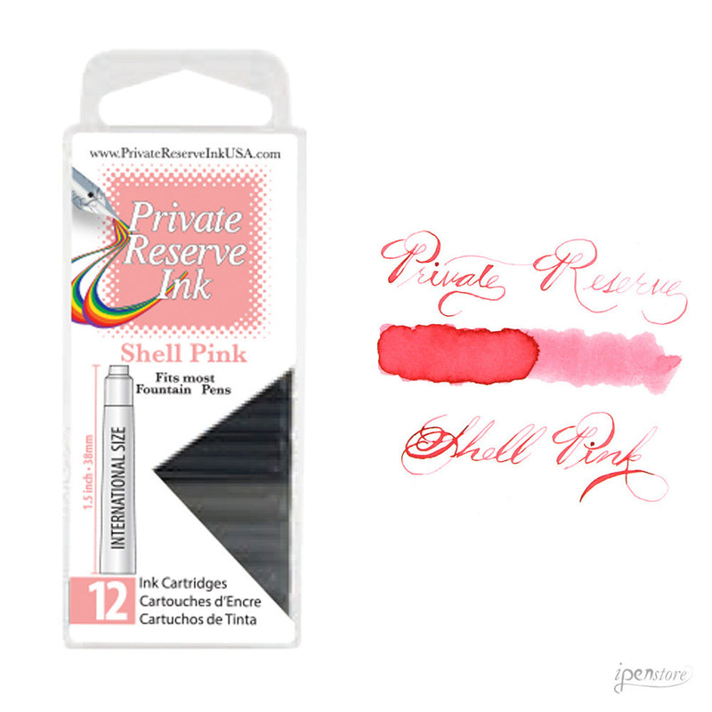 Pk/12 Private Reserve Fountain Pen Ink Cartridges, Shell Pink