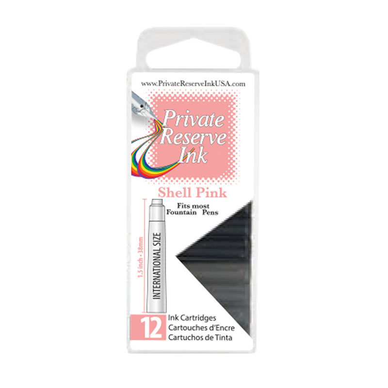 Pk/12 Private Reserve Fountain Pen Ink Cartridges, Shell Pink