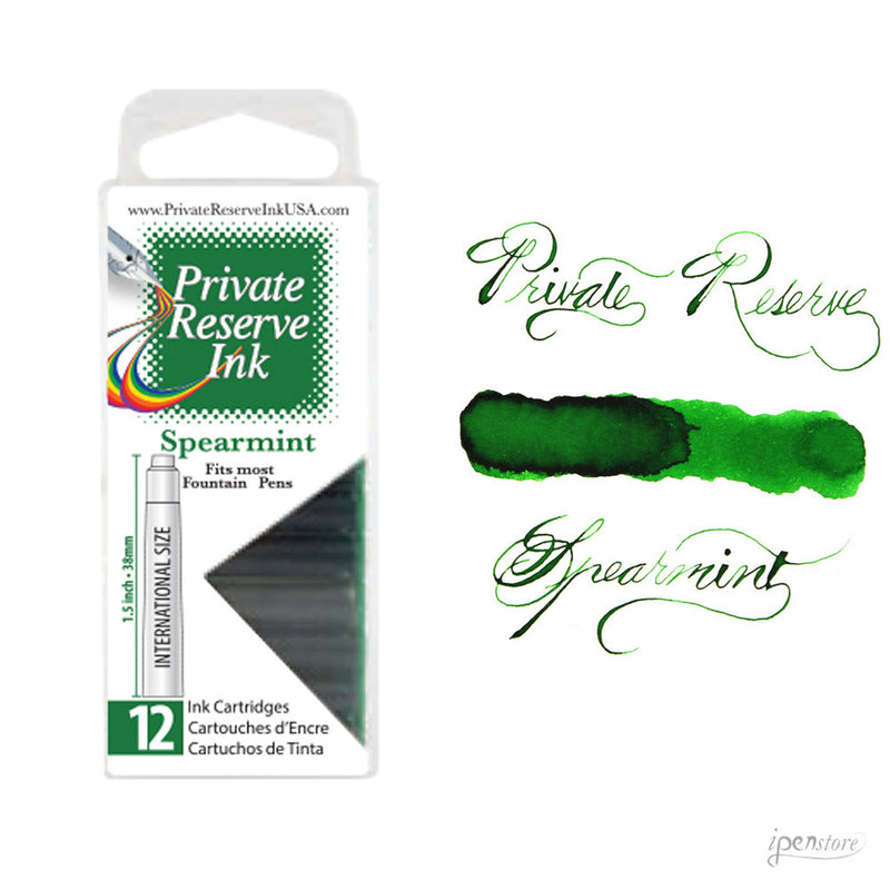 Pk/12 Private Reserve Fountain Pen Ink Cartridges, Spearmint
